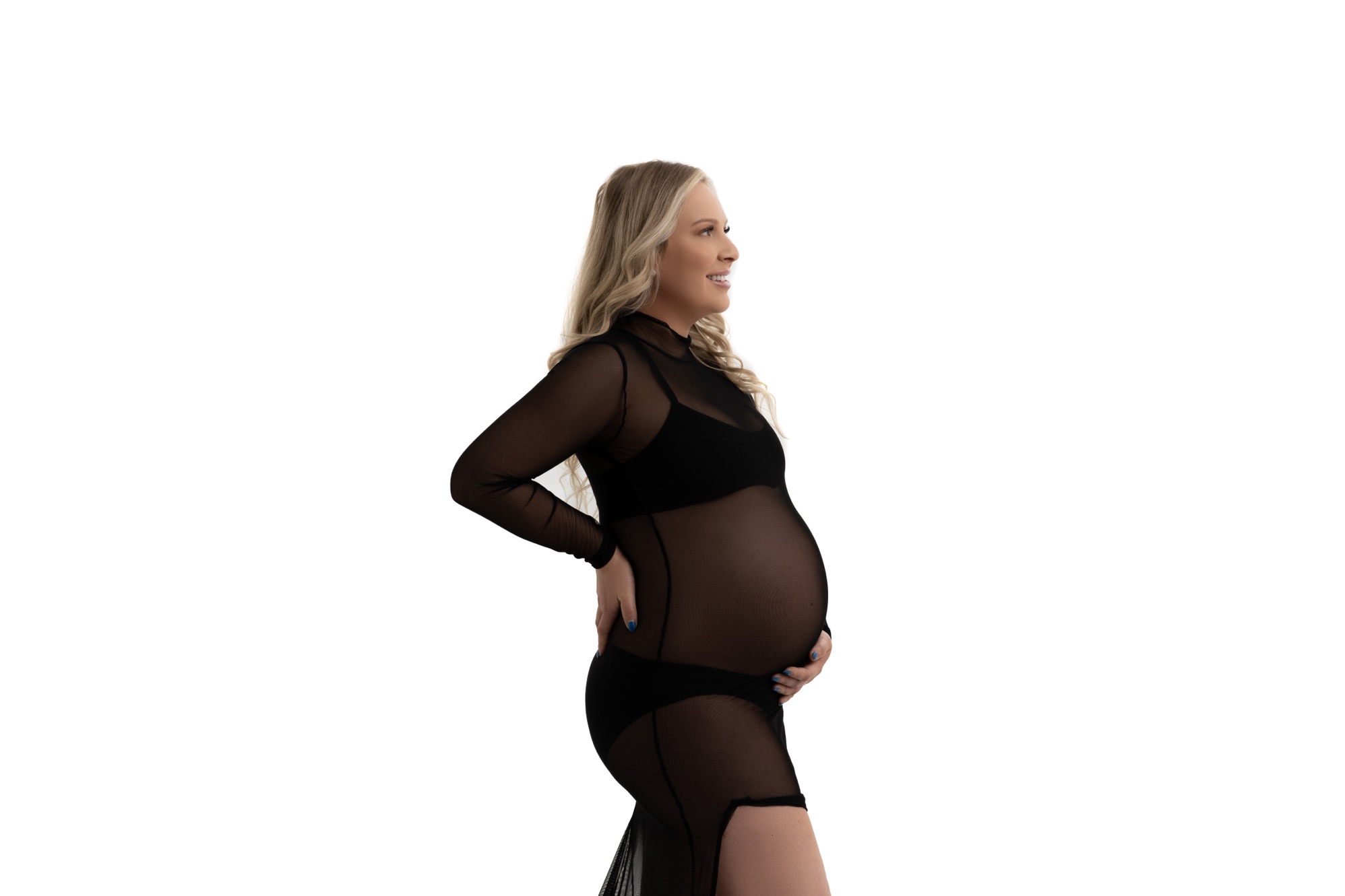 modern maternity session black dress gallery